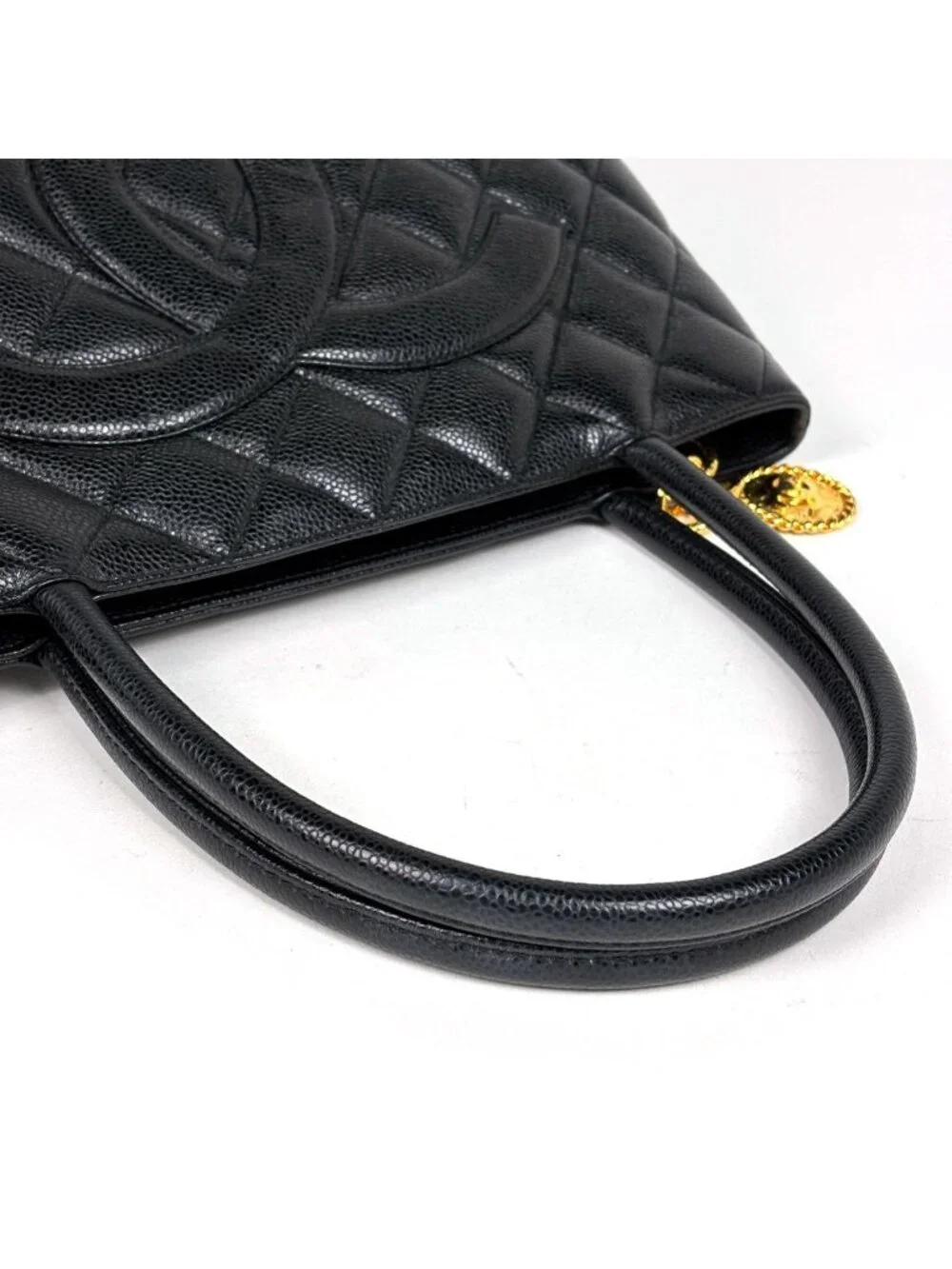Chanel Reissue Tote Handbag CC Logo Caviar Leather Black